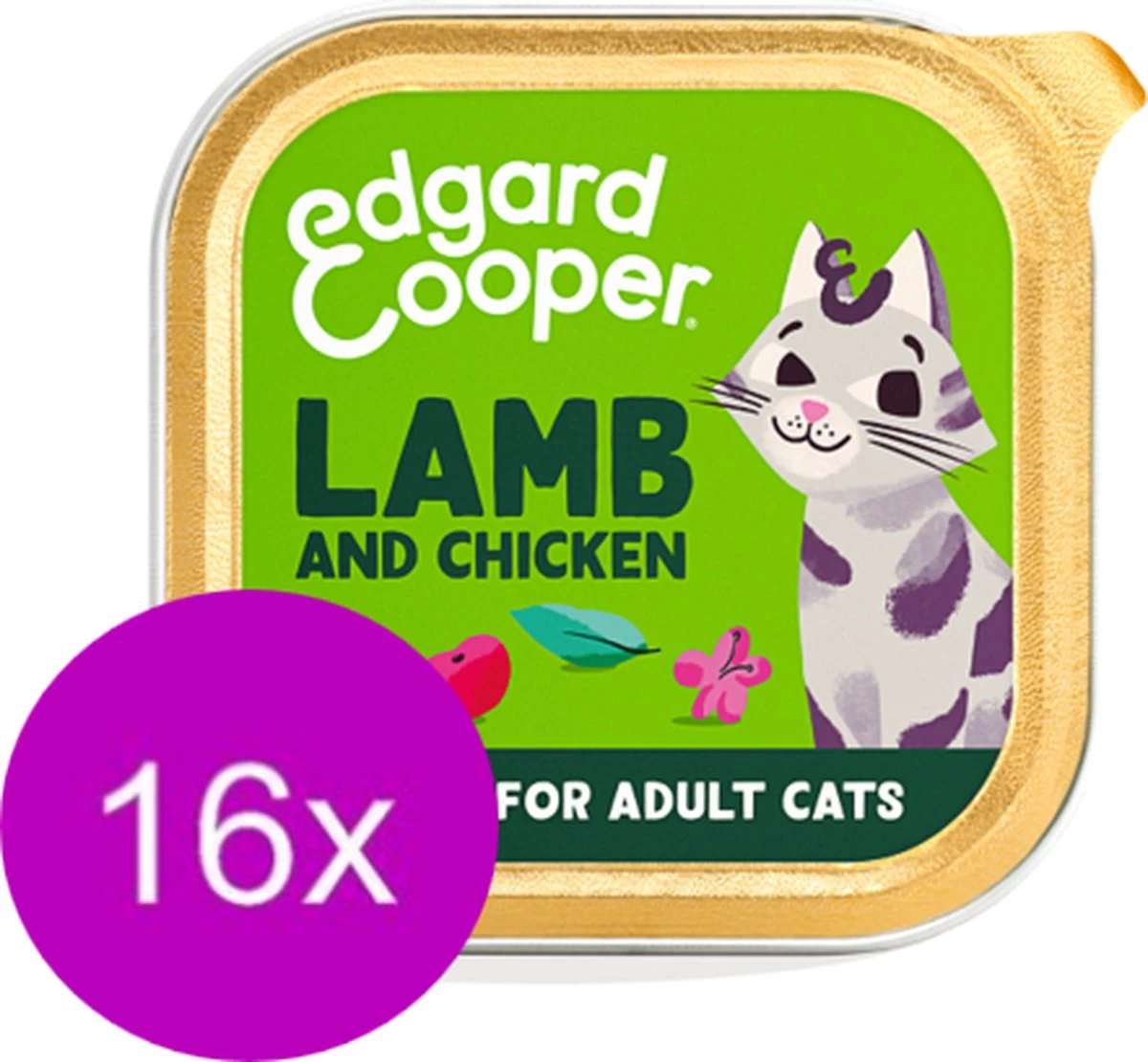 16x Edgard & Cooper Adult Paté Kuipje Kip & Lam – Kattenvoer – 85g