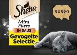 Sheba Alu – Voordeelpack – Mini Filets Traiteur – Gevogelte In Saus – 8x85g – Kattenvoer
